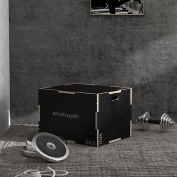 Cajón Pliométrico Sportnow Madera De Haya, 76x61x51 Cm, Negro