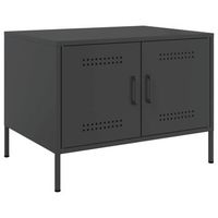 mesa de centro de diseno industrial con espacio de almacenamiento 68 x 50 x 505 cm acero negro dec039730