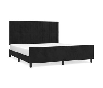 Estructura de cama con cabecero de terciopelo negro 180x200 cm rayas verticales