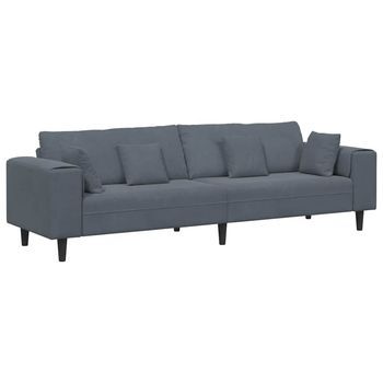 Sofá Gris Oscuro 250 X 77 X 76 Cm Terciopelo Vidaxl
