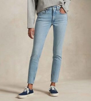 Polo Ralph Lauren para mujer. 211969388001 Jeans Super Slim de tiro medio azul (24/32), Casual, Algodón, Denim