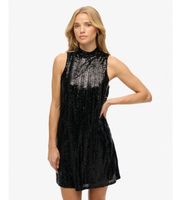 superdry para mujer w8012035a vestido sequin negro s casual fiesta clasico poliester sin mangas  tirantes