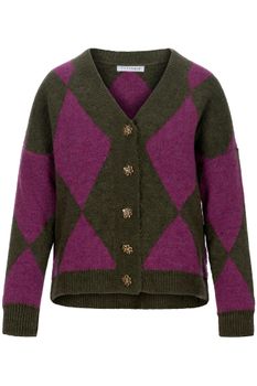 cárdigan de rombos military/purple