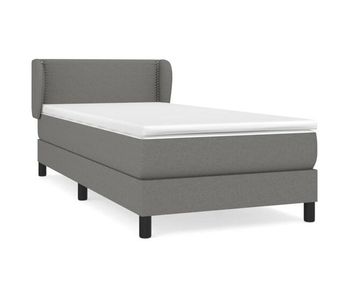 Cama box spring con colchón tela gris oscuro 90x190 cm liso con clavos