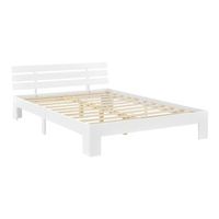 estructura de cama para adultos con somier de laminas de madera de pino gris oscuro 140 x 200 cm 030004746