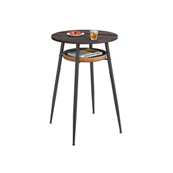 EKHO Colección - Mesa de Bar con Almacenaje, Marrón Ceniza + Marrón Caramelo