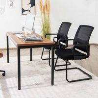 2 sillas de conferencia de oficina forma trineo respaldo ergonomico de red asiento acolchado soporte lumbar regulable 60 x 545 x 94 cm negro