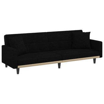 Sofá Cama Con Cojines Tela Negro Vidaxl