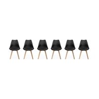 silla escandinava con patas de madera de haya set de 6 negro