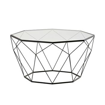 Mesa de centro redonda de vidrio y acero negro Ø80 cm