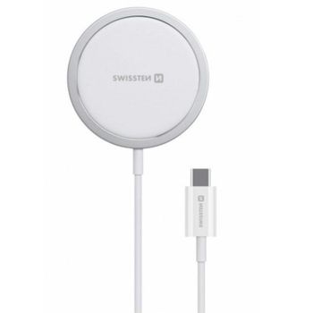Cargador inalámbrico Swissten MagStick MagSafe 15W 1,5 m Blanco