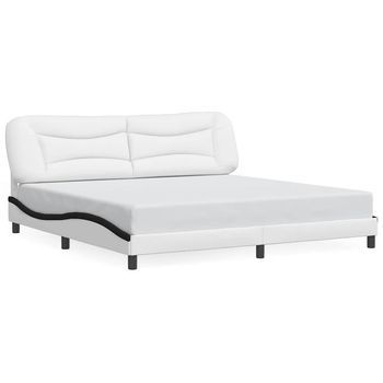 Estructura De Cama Sin Colchón Hvar Cuero Sintético Blanco Negro 200x200 Cm Vidaxl