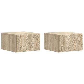 Mesa Lateral Montada En La Pared 2 Pcs Roble Sonoma Vidaxl