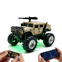 trasped hg4-469 rtr 164 24g rwd mini h1 alloy army military truck rc car off-road led light three speed support app re