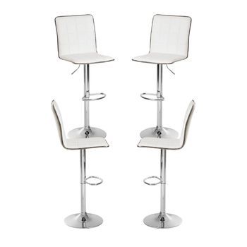Pack 4 Taburetes Likod De Polipiel 116*49.50*42 Cm - Blanco