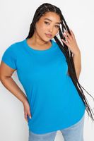 yours camiseta azul de manga corta mujer curvy y tallas grandes yours