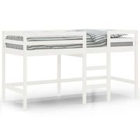 cama individual  cama infantil  cama alta de ninos escalera madera maciza pino blanco 90x200 cm