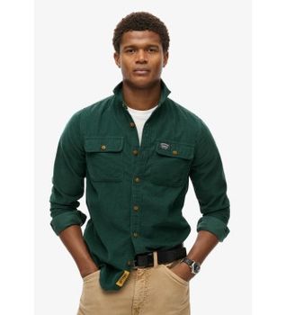 Superdry para hombre. M4010722A Camisa de pana de corte holgado Trailsman verde (XXL), Casual, Algodón, Manga larga