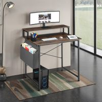 escritorio industrial con soporte y bolsa 80x55x90 cm madera oscura