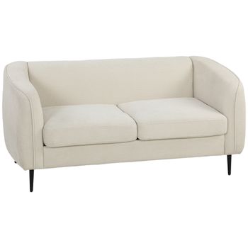 HOMCOM Sofá 2 plazas en terciopelo, sofá de salón moderno 160 cm, asiento amplio acolchado, cojín grueso con muelles, beige