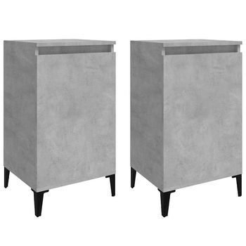 Juego De 2 Mesitas De Noche - Mesillas Madera Gris Hormigón 40x35x70 Cm Mc5977