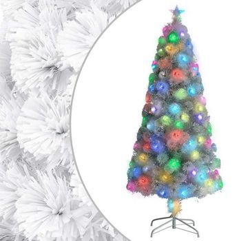 Árbol De Navidad Artificial Con Luces Fibra Óptica Blanco 150cm Vidaxl