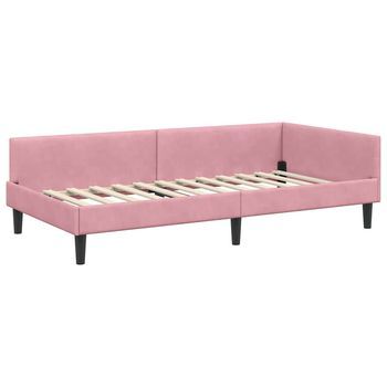 Estructura De Cama Esquinera Con Cabecera Rosa 80 X 200 Cm