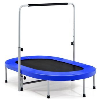 Cama Elástica Para 2 Personas Con Asa Regulable En Altura Mini Cama Elástica 154 X 90 X 92 -132 Cm Azul