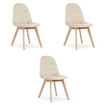 Set De 3 Silla De Comedor Terciopelo Valora Nuuc Asiento De Terciopelo Beige
