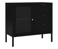 vidaxl aparador de acero y vidrio templado negro 75x35x70 cm