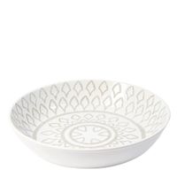 ensaladera decorativa de ceramica blanca crema y gris d41