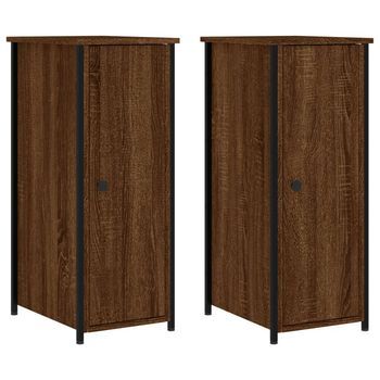 Mesitas Noche 2 Uds Madera Ingeniería Marrón Roble 32x42x80 Cm Vidaxl