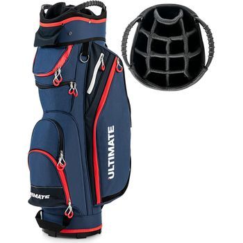 Bolsa De Golf Para Carro, Ligera,14 Divisores, 8 Bolsillos Costway 39 X 25 X 128 Cm Azul