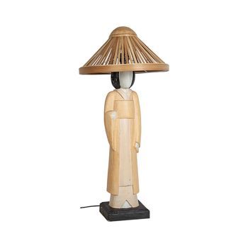 Lampara/ Figura Japonesa Madera C/pant Rattan