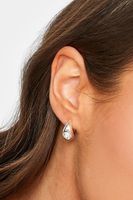 pendientes de aro plateado con cristal brillo