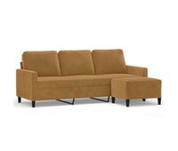 vidaxl sofa de 3 plazas con taburete de terciopelo marron 180 cm
