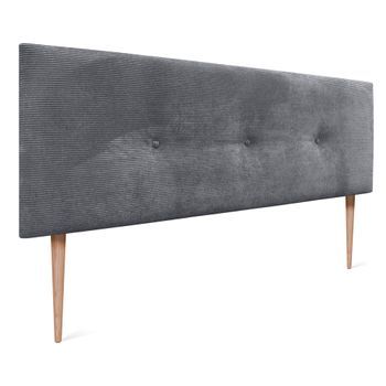Dhome Cabecero De Pana Liso Con Botones 160x105 Con Patas Camas 150/160 - Gris Oscuro
