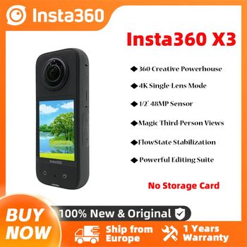 Insta360 X3 - Cámara de Acción 360 °     Resistente al agua con sensores de 1/2