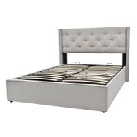 cama de matrimonio de algodon 160x200cm con almacenajegris claro