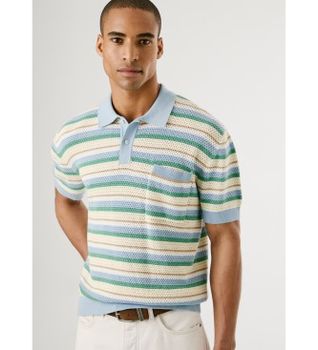 Pepe Jeans para hombre. PM702537 Polo Preston Stripes verde (L), Casual, Algodón, Manga corta