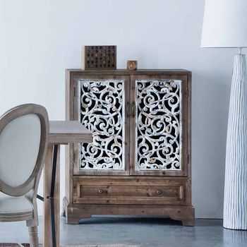 Armario De Madera Y Metal Con 2 Puertas Y 1 Cajon Marron