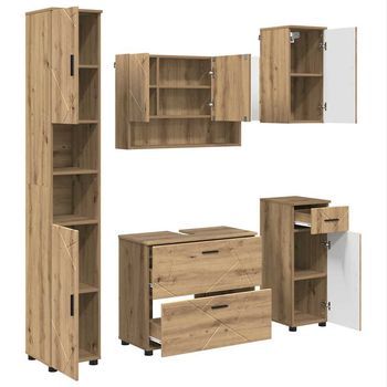 Juego De Muebles De Baño 5 Uds. Roble Artisan 35 X 30 X 192 Cm Vidaxl