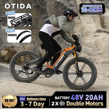Bicicleta Eléctrica Todoterreno OTIDA RX80 con Doble Motor, 48V20Ah, Neumáticos Gruesos de 26 Pulgadas, Bicicleta Eléctrica de Montaña para Adultos