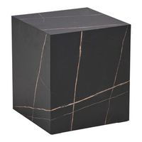 mesa auxiliar ellelu forma de cubo 45x40x40cm efecto marmol negro encasa