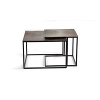 set 2 mesas de cafe tapa de bronce y patas de metal