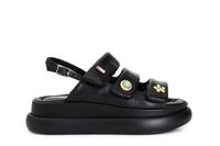 sandalias de piel con botones y velcro black 40
