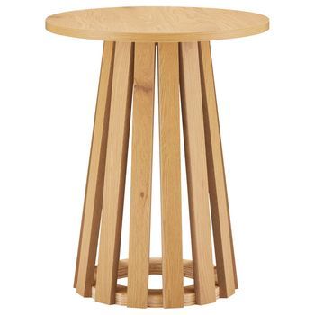 Mesa Auxiliar Redonda Estilo Escandinavo De Madera Liv
