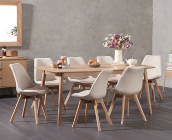 Nordic 150cm Oak Dining Table with Duke Fabric Chairs