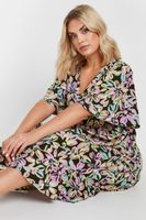 yours vestido cintura alta negro de flores rosas mujer curvy y tallas grandes yours
