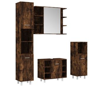 Vidaxl set de muebles de baño 4 piezas madera contrachapada roble humo